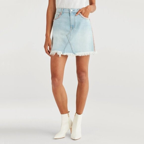 NWT 7 For All Mankind blue denim mini skirt, 25 - Picture 4 of 12